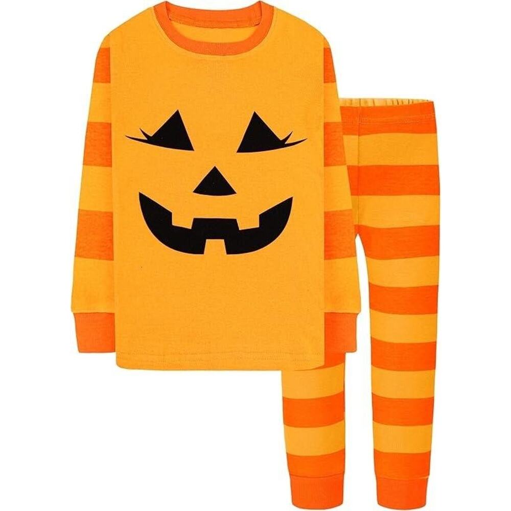 Kobero Halloween Pumpkin Pajamas Youth 12 Striped Sleepwear Set Pajama Costume